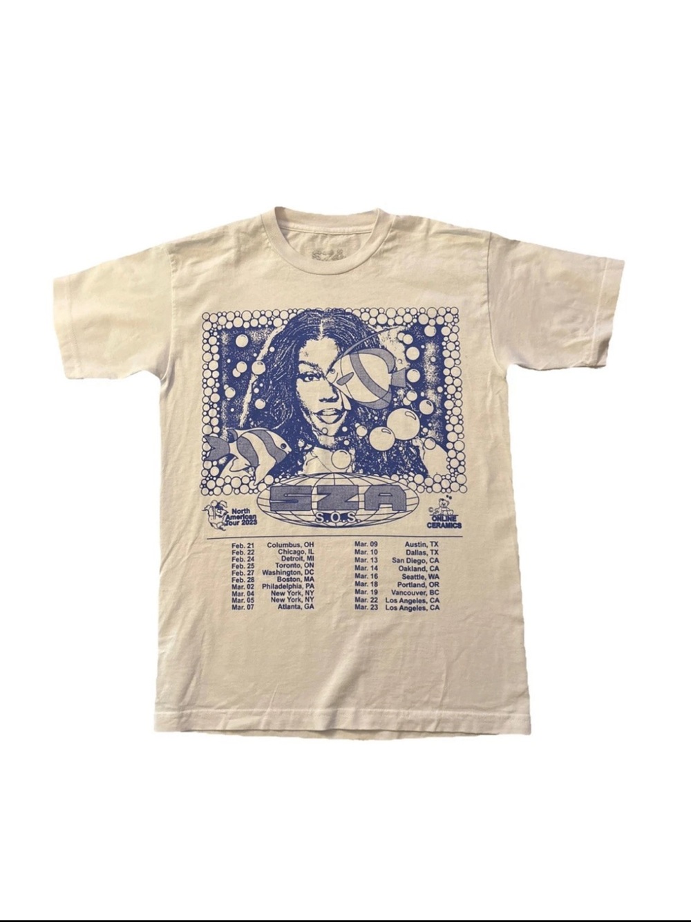 SZA SOS 2023 Tour Tee North American Graphic Online Ceramics M